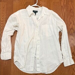 Lauren Ralph Lauren White Linen-Blend Button Down Shirt